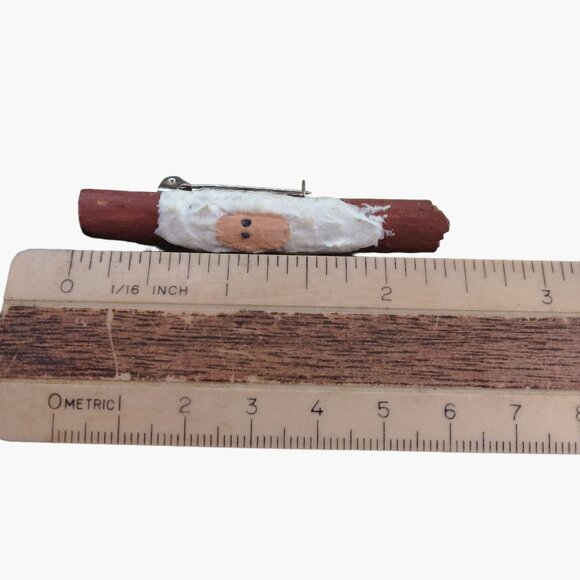 Santa Claus Pencil Pin Cinnamon Stick Hand Painted  Holiday Rustic Primitive - Picture 3 of 6
